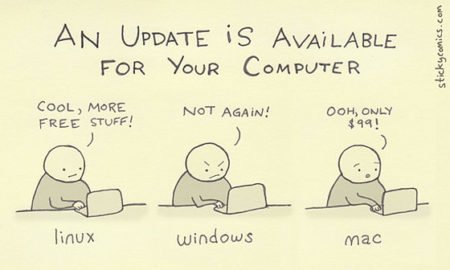 immagine divertente aggiornamenti sistema linux window mac