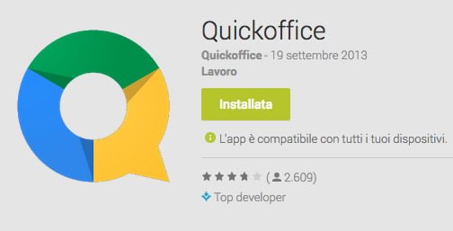 Quickoffice App Android su Google Play